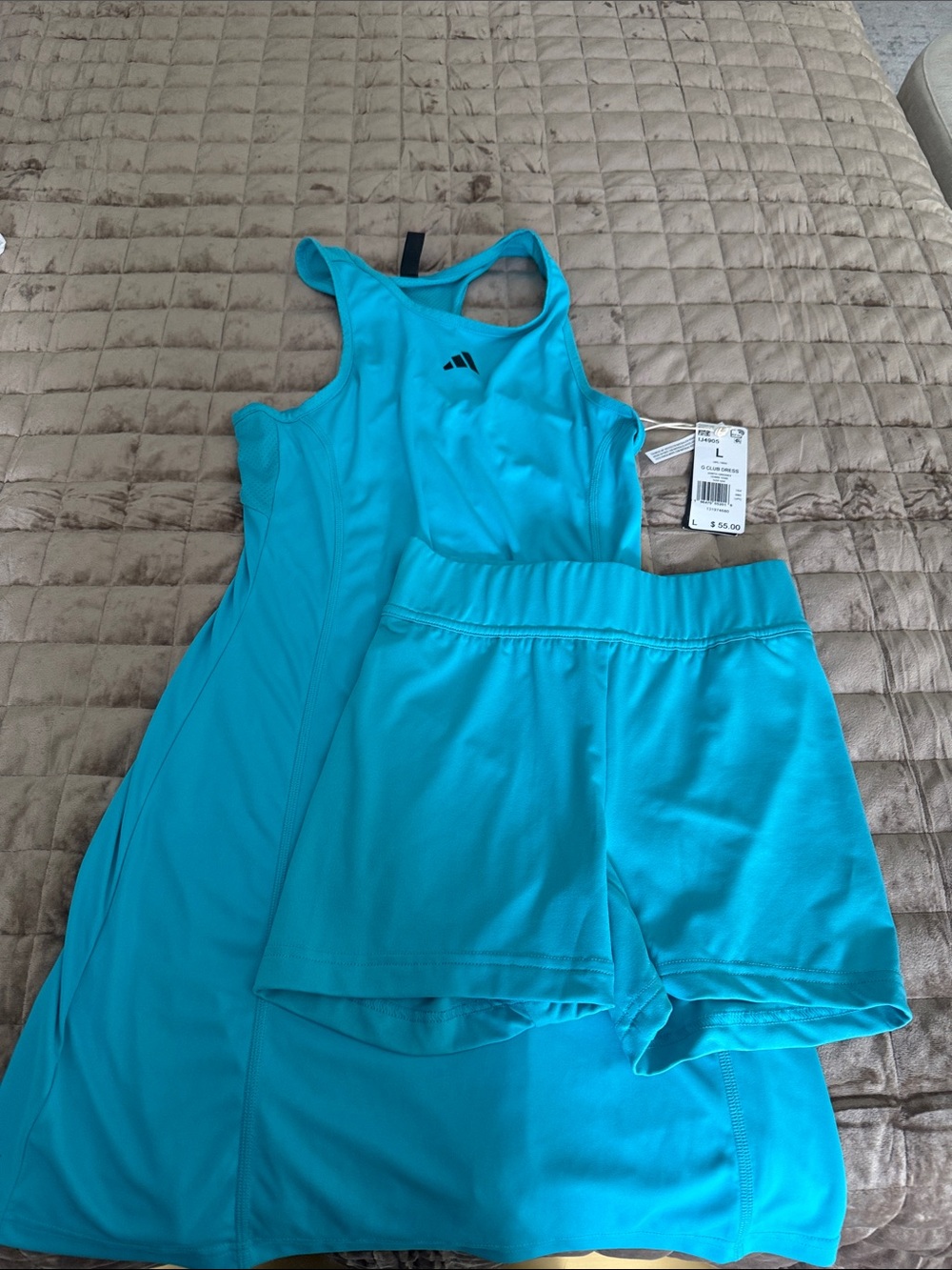 adidas Women’s Aqua Blue Athletic Dress with Built-In Shorts